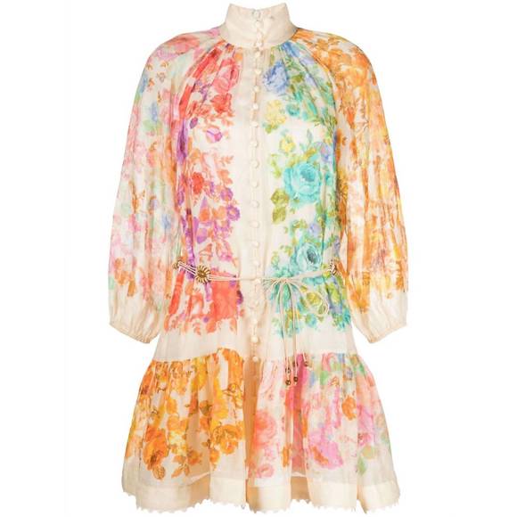 ZIMMERMANN Dresses & Skirts - NEW ZIMMERMANN women's raie lantern mini dress in multi